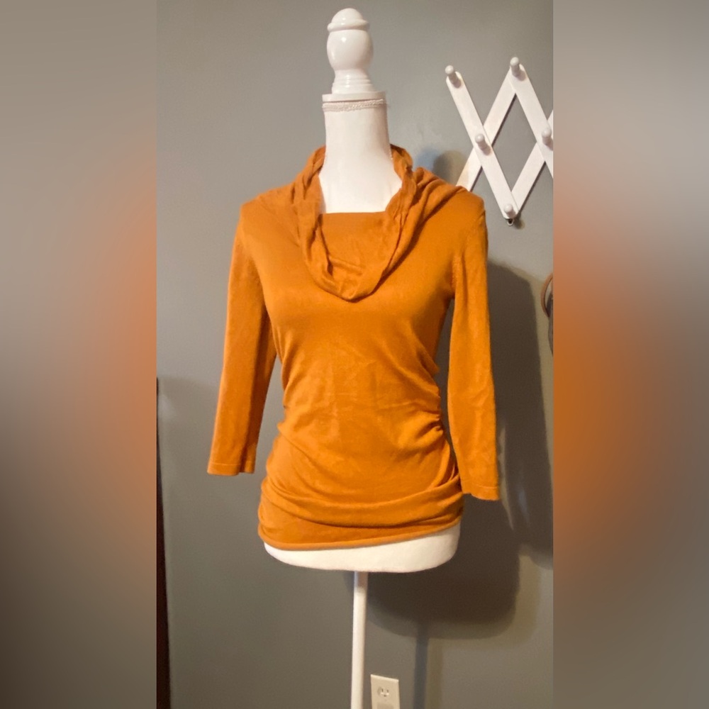Pink Rose Golden Yellow Cowl Neck Sweater